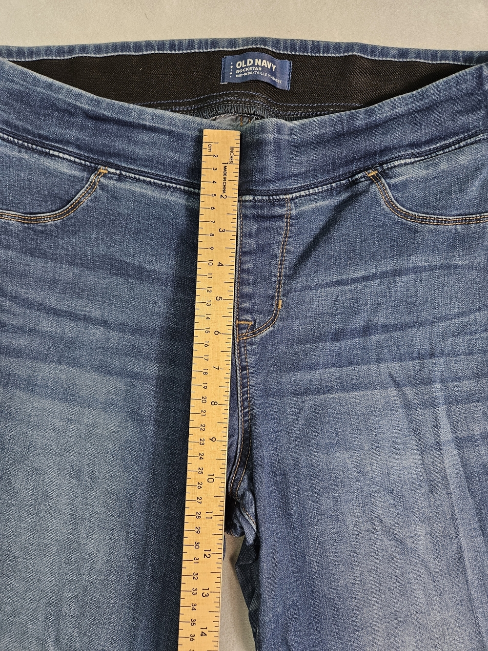 Old Navy Rockstar Mid-Rise Distressed Jeggings Blue Size 14 Regular - Picture 5 of 13